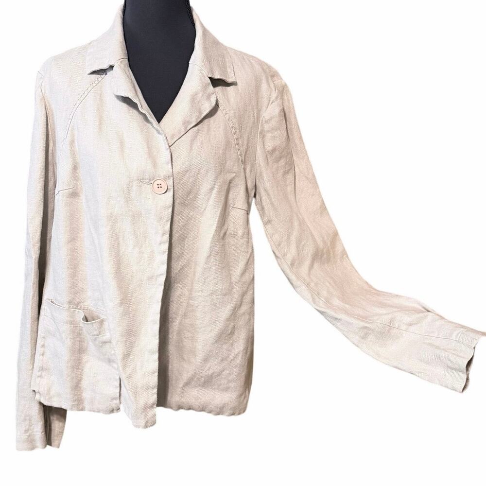 Sundance 100% Linen one button Jacket Natural Beige Large minimalist neutral